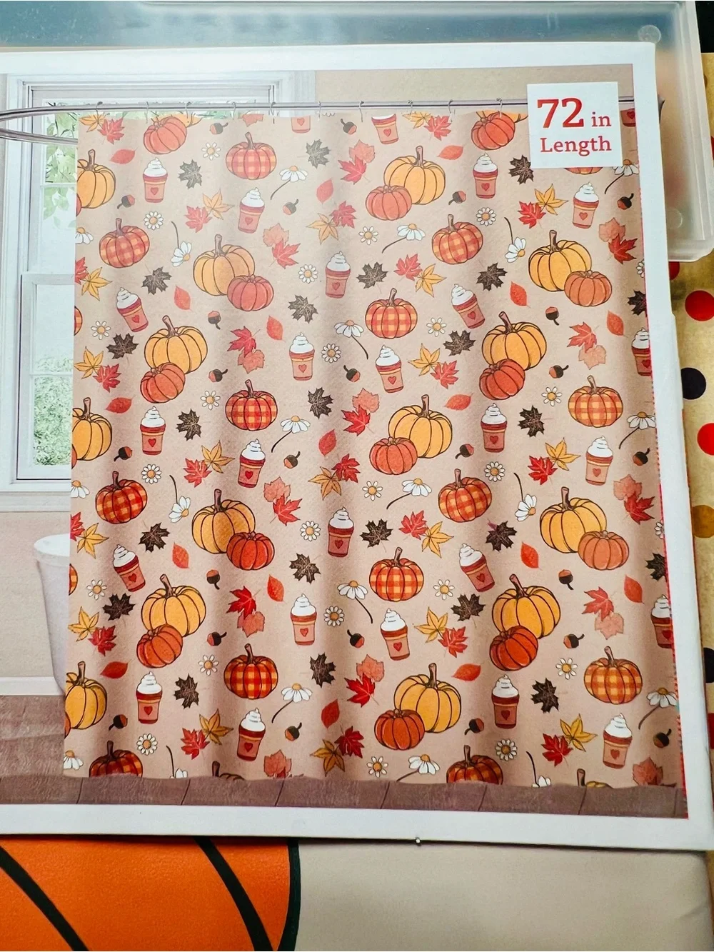 Thankful Fall Pumpkins Leaves Flowers Pumpkin Spice Latte Peva Shower Curtain